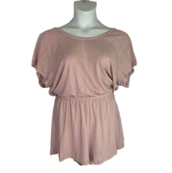 City Chic Pants - City Chic Pink Cotton Greta Playsuit scoop Neck Keyhole Back Romper SKU0500